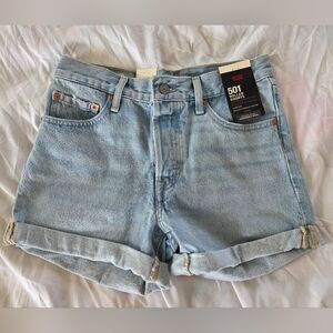 Levi's 501 Light Wash Denim Rolled Shorts Size 24